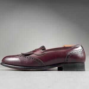 FootJoy Classic Men's 10 D Burgundy Leather Slip On Kilt Penny Loafer Dress Shoe